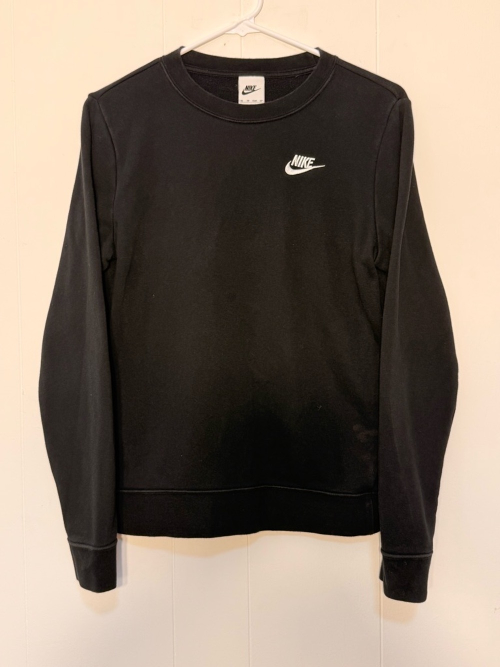 Nike Women’s Black Crewneck Sweatshirt with White Swoosh